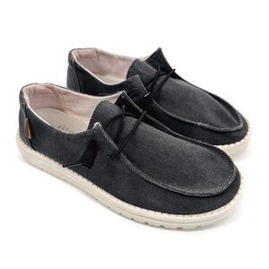 Hey Dude Shoes Womens Wendy‎ Slip-On Shoes Chambray Off Black Size 8